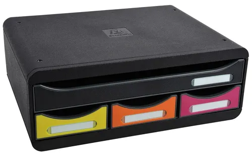 Exacompta 319798D Toolbox Iderama - Bürobedarf: Ablageboxen mit 4 Schubladen aus Recycling-Kunststoff, ideal für kleine Utensilien und vielseitig einsetzbar, z.B. als Basis für Bildschirm oder Drucker.
