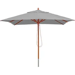Mendler Gastronomie Holz-Sonnenschirm HWC-C57, 3x3m - Sonnenschirme für Garten und Terrasse, stoßsicherer Handseilzug, UV-Schutz und wasserabweisender Stoff für entspanntes Verweilen im Freien.