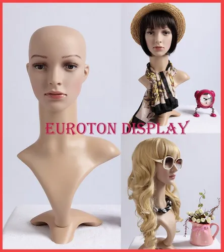 Eurotondisplay Schneiderpuppe Dekokopf - Vielseitiger Dekokopf für Schaufenster - Schneiderpuppen: Dekokopf für Perücken, Hüte und Schmuck, 360° drehbar, mit schöner Hautfarbe und 'echten' Wimpern für ansprechende Präsentationen.