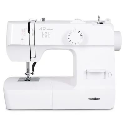 Medion® Nähmaschine SM70 (MD 11179) - 12 Stichmuster & umfangreiches Zubehör - Nähmaschinen mit 12 Programmen, einstellbarer Stichlänge und LED-Beleuchtung für präzises Arbeiten, ideal für kreative Nähprojekte.