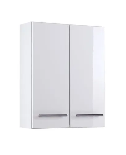 Held Möbel Parma Hängeschrank 018.2096 - Hängeschrank fürs Bad, 2-türig mit 2 Einlegeböden, ideal für kompakte Bäder, stylish in Hochglanz-weiß und inklusive Montageanleitung.