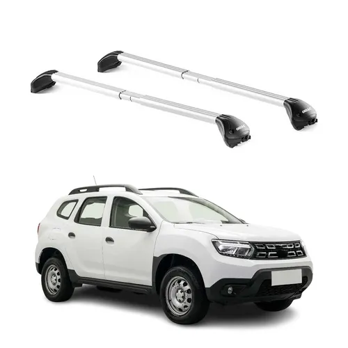 Dachträger Grundträger für Dacia Duster 2018-2025 - Hochwertiger Aluminium-Dachträger mit aerodynamischem Design, ideal für vielseitige Nutzung wie Fahrrad- und Ski-Träger, passend für Dacia Duster 2018-2025 mit offener Dachreling.