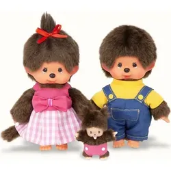 Monchhichi Familien Set Junge Mädchen & Baby 20cm