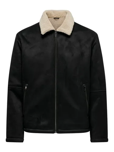 ONLY & SONS Kurzjacke ROYCE - Schwarz XL (54/56) - Funktionsjacke aus 100% Polyester mit seitlichen Reißverschlusstaschen, ideal für stilvolle Outdoor-Aktivitäten und Freizeit. Normale Passform für optimalen Tragekomfort.
