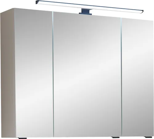 Saphir Badezimmerspiegelschrank Quickset 500 mit LED-Leuchte - Moderner Spiegelschrank mit 3 Softclose-Türen und großzügigem Stauraum. Inklusive integrierter LED-Leuchte für angenehme Beleuchtung und praktischer Steckdose. Ideal für eine stilvolle und funktionale Badgestaltung.
