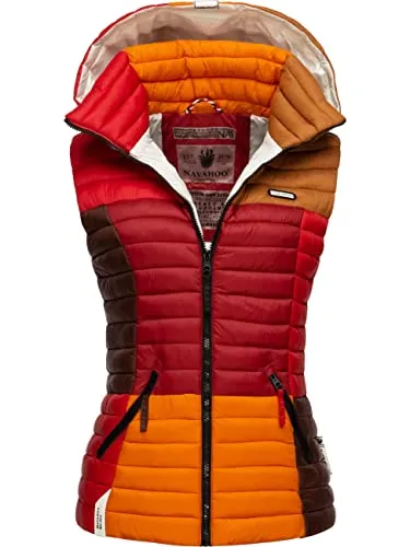 Navahoo Damen Steppweste Shadaa mit abnehmbarer Kapuze - Stylische, ärmellose Steppweste im Colourblocking-Stil, ideal für die Übergangszeit. Leicht, wasserabweisend und tailliert für optimalen Tragekomfort – perfekt für Outdoor-Aktivitäten oder den Stadtbummel.