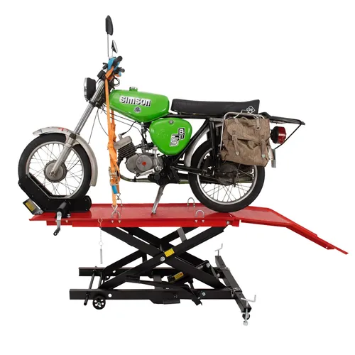 Motorradhebebühne Montagebühne Heber hydraulisch 360 kg Breite 47 cm schwarz/rot