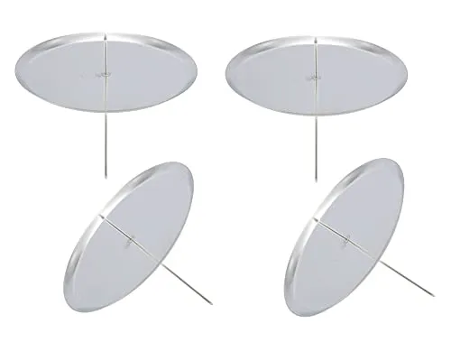 Kerzenpick mit Dorn in Silber - 4er Set / 7 cm - Adventskranz Weihnachtsgesteck Kerzenhalter Kerzenstecker Kerzenteller Kerzenpin