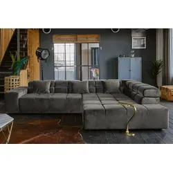 KAWOLA Sofa NEVADA Ecksofa Velvet grau in grau von KAWOLA