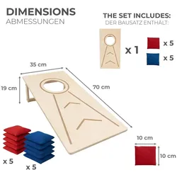 Cornhole PartySpiele Outdoor Indoor, Strandspiel | Wurfspiel für Kinder und Erwachsene Inklusive Säckchen . – 1 × Cornhole Boards & 2 × 5 Sä...