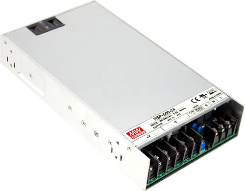 SNT RSP-500-12 - Hochleistungs-Schaltnetzteil 500 W, 12 V, 41,7 A - Schaltnetzteil der MEAN WELL RSP-500 Serie mit PFC, ideal für anspruchsvolle Anwendungen. Hohe Effizienz von 89% und Schutz gegen Kurzschluss, Überlast und Überspannung.