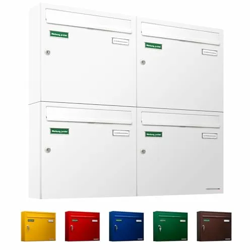 AL Briefkastensysteme Basic 4er Briefkasten RAL 9016 in weiß von AL Briefkastensysteme