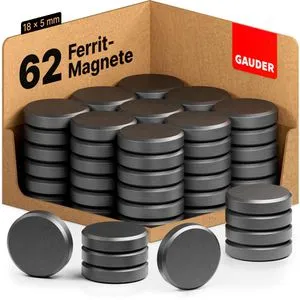 Gauder Magnete Ferrit, schwarz, Ø 18 mm, 62 Stück von Gauder