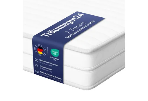 Kaltschaummatratze 7-Zonen mit zwei Liegeseiten - 90x200 120x200 140x200 160x200 180x200, Träumegut24, verschiedene Größen, Höhen und Härtegrade