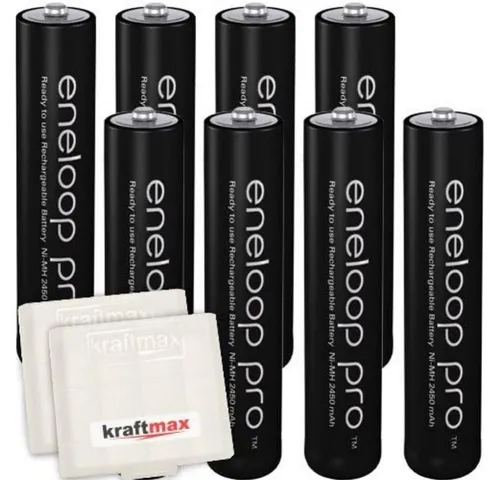 kraftmax 8er Pack Panasonic Eneloop PRO XX AAA / Micro Akkus - 950 mAh Akku-Set Micro AAA 950 mAh (1,2V V), Bis zu 500 Ladezyklen