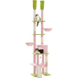 Purpurra Kratzbaum Deckenhoch Kaktus-Design für Katzen - 230 cm - Rosa - Der Purpurra Kratzbaum bietet Stabilität mit doppelten Stämmen und einer großen Höhle. Mit seinem lebendigen Kaktusdesign ist er nicht nur ein Spielplatz, sondern auch ein stilvolles Möbelstück für Ihr Zuhause.