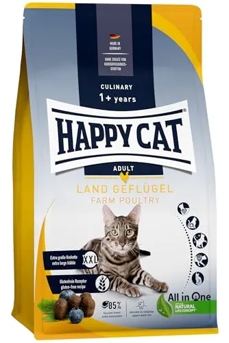 Happy Cat 70568 - Culinary Adult Land Geflügel - Katzen-Trockenfutter für ausgewachsene Katzen und Kater - 300 g Inhalt