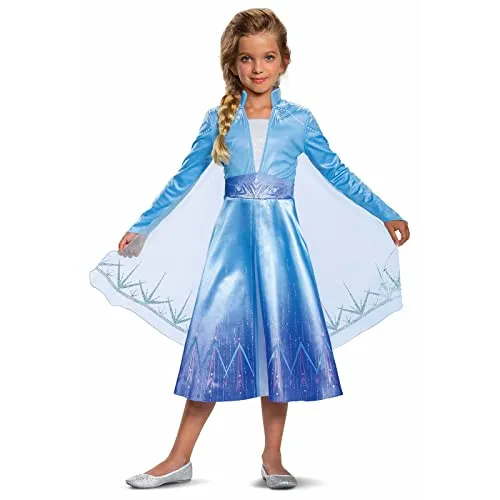 Disguise Disney Elsa Frozen Deluxe-Kostüm für Mädchen - Kostüme für Kinder, offizielles Elsa-Kleid aus hochwertigem Material mit V-Ausschnitt und abnehmbarem Umhang – perfekt für kleine Fans der Eiskönigin!