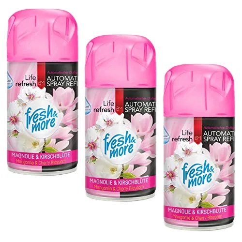 Fresh & More Lufterfrischer Nachfüller (3er Pack) 250ml, Magnolie&Kirschblüte
