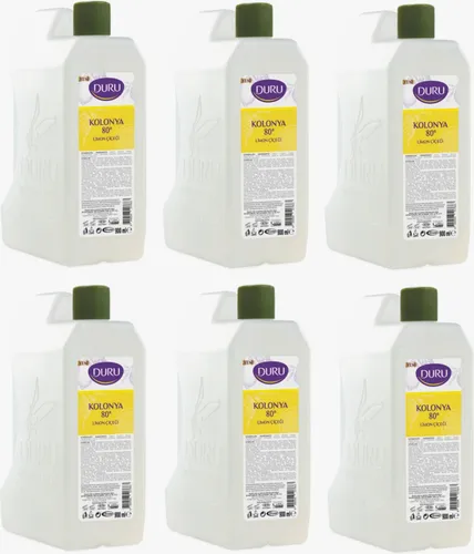 DURU Lemon Cologne 6 x 900ml - Eau de Cologne mit intensivem Zitronenduft für Frische und Hygiene. Ideal für den täglichen Gebrauch, desinfiziert und erfrischt zugleich.
