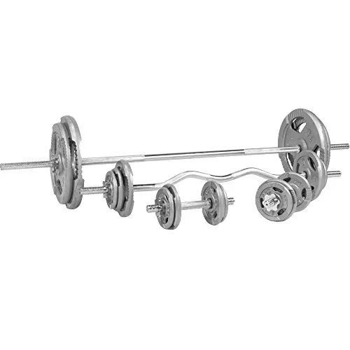 GORILLA SPORTS Hantel-Set mit Langhantelstange 170cm und SZ-Stange 120cm - Hantelset für effektives Training zu Hause, 108kg Gusseisen mit verschiedenen Hantelscheiben für vielseitige Ganzkörperworkouts.