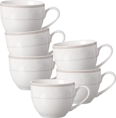 Espressotasse 90ml 6er Set Isabella - Thermobehälter – Edles Porzellan mit erhabenem Floral-Dekor für einen feinen haptischen Effekt, spülmaschinengeeignet und ideal für stilvolle Kaffeetafeln.