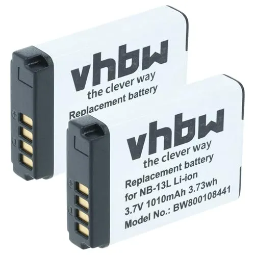vhbw 2X Akku kompatibel mit Canon PowerShot SX740HS Kamera (1010 mAh, 3,7 V, Li-Ion)