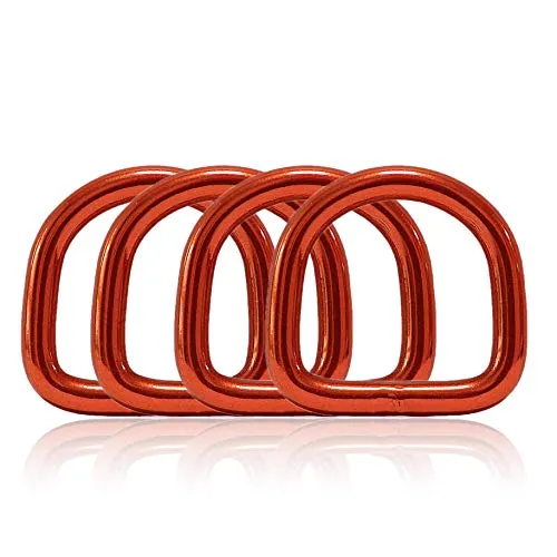 Ganzoo D - Ring aus Stahl, 4er Set, Innenmaß 21mm, Materialstärke 4mm, DIY Hunde-Halsband, nichtrostend, geschweißt, Ideal mit Paracord 550, Farbe rot