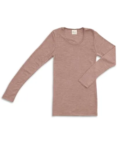 Engel Natur Damen Unterhemd Langarm - 70% Wolle & 30% Seide - Thermooberteil für Damen, wärmend und klimatisierend dank bio Wolle und Seide. Ideal als Unterhemd oder Solo in der kalten Jahreszeit. GOTS zertifiziert für nachhaltigen Genuss.