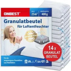 ONBEST Luftentfeuchter Nachfüllbeutel | 14 x 400 g | Granulat | Entfeuchter | Nachfüllpack | Universal
