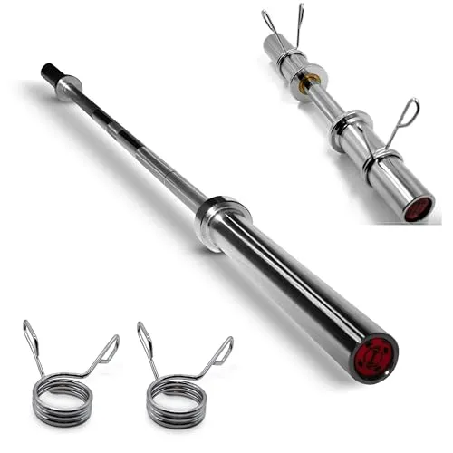 GYM DISTRICT Olympische Langhantel oder Kurzhantel - Stahl-Hantelstange für Bodybuilder, Powerlifters, Gewichtheber, Crosstraining, 50 mm Aufnahmedurchmesser, incl. 2 Klammern