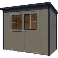 Bertilo Gerätehaus Castano 2 Beige 243 cm x 120 cm FSC® - Weekendhäuser mit stabilen 12 mm Wänden aus nordischer Fichte, hohe Doppeltür und viel Stauraum, ideal für unkomplizierten Aufbau und optimale Nutzung im Garten.