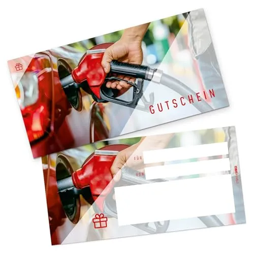 itenga Geschenkgutschein Tankgutschein Benzingutschein Karte zum Ausfüllen I Geschenkkarte I Gutschein I 21x 10,5cm I Postkarte zum Ausfüllen