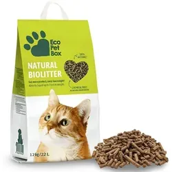 Buri - Bio Katzenstreu Pellets 22 L Natürliches Einstreu 100% Biologisch Aus Heu, Kompostierbar Öko Streu Für Katzen, Extrem Saugfähig Und Geruchsbindend 4x 3kg
