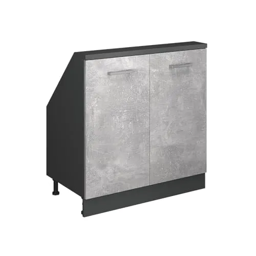Vicco Kommode Rion, Beton/Anthrazit mit 2 Türen