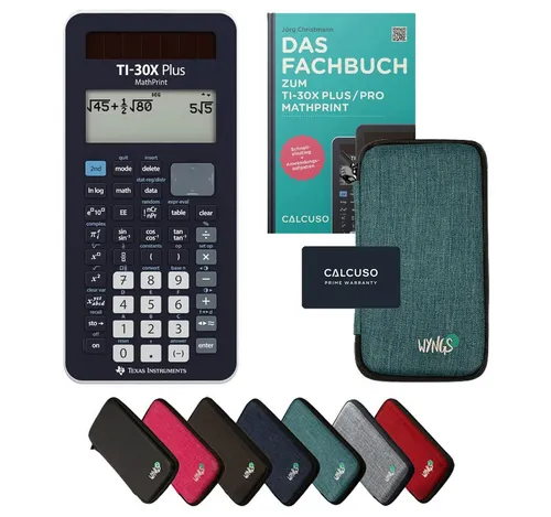 Texas Instruments Taschenrechner TI-30X Plus MathPrint inkl. Schutztasche Türkis & Fachbuch