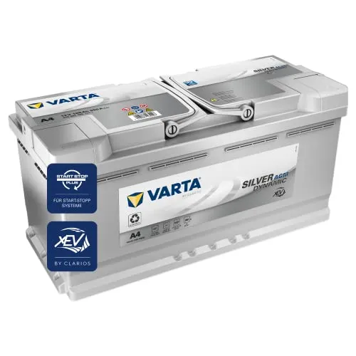 VARTA Silver Dynamic AGM Autobatterie 12V 105Ah - Hochleistungs-Autobatterie mit 950A Kaltstartstrom, ideal für Fahrzeuge mit Start-Stopp-Technologie, hergestellt in Deutschland.