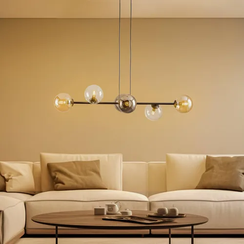 Hängelampe Glassy EMIBIG LIGHTING, dimmbar, schwarz, für Wohn- / Esszimmer, Glas, Modern, Pendelleuchte 876/6MIX