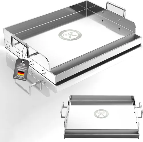 Universal BBQ Edelstahl Plancha Grillplatte 44 cm – Perfekt für Gas- und Kohlegrills