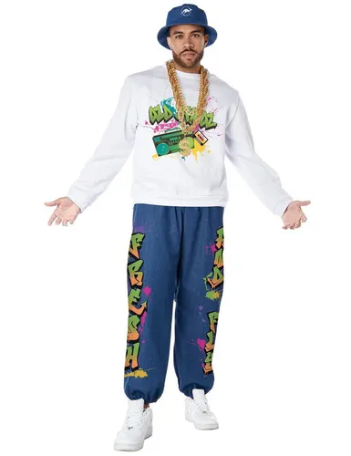 California Costumes 90er Jahre Hip Hop Kostüm für Herren - Kostüm-Outfits für Erwachsene, inklusive Oberteil, Hose und Mütze, perfekt für Halloween und 90er Jahre Partys!