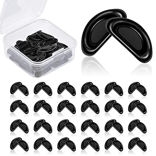 KYSUN 25 Paare Rutschfeste Brille Nasenpads, Selbstklebend Silikon Nasenpads, Brillen Nasenpads, Anti Rutsch Brille Nasen Pad, Weiche Nasenpads Kit für Brillen und Sonnenbrillen (Schwarz)