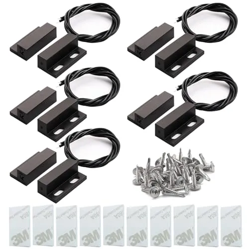 5pcs schwarz Sicherheitskontaktsensor für Fenster, Tor, Alarm, magnetischer Reed-Schalter magnetischer Türsensor, Magnet in der Nähe – Stromkreis verbinden, Magnet entfernt – Stromkreis unterbrechen