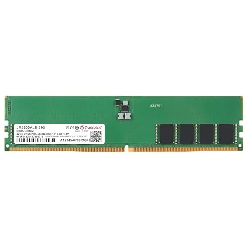 Transcend U-DIMM 32GB JetRam DDR5 5600MHz - RAM für Multimedia und PC-Komponenten, optimale Leistung mit 5600 MHz für schnelle Datenverarbeitung und Gaming.