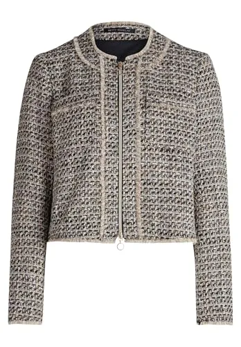 Betty Barclay Damen Blazer-Jacke mit Fransen 42, Schwarz/Beige