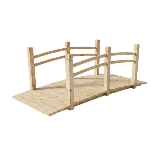 Relaxdays Gartenbrücke aus Tannenholz mit Geländer, 58 x 171,5 x 75 cm - Gestalte Deinen Garten mit dieser eleganten Holzbrücke! Die stabile Gartenbrücke aus Tannenholz mit praktischem Geländer ist ideal als Übergang über Teiche oder Beete und verleiht Deinem Außenbereich einen rustikalen Charme.