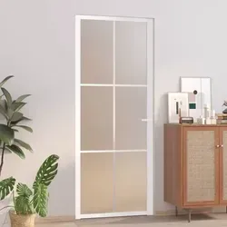 vidaXL Innentür 83x201,5 cm – Weiß Mattglas mit Aluminiumrahmen - Moderne Innentür aus gehärtetem mattierten Glas für optimalen Sichtschutz, stabiler Aluminiumrahmen und einfach zu montieren. Ideal für stilvolle Raumtrennungen in deinem Zuhause oder Büro.