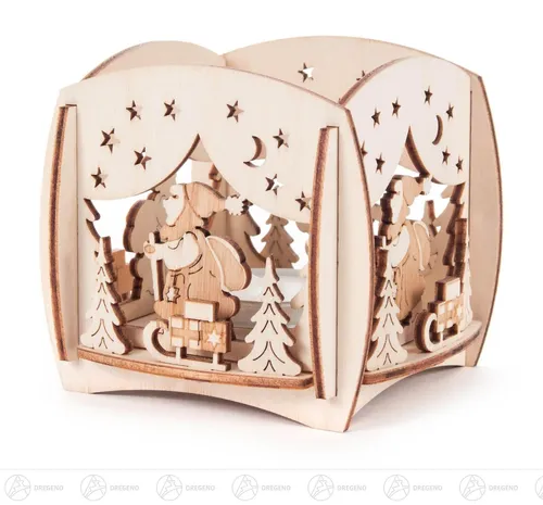 Teelichthalter Weihnachtsmann  BxHxT 8,5 cmx8 cmx8,5 cm NEU Erzgebirge T