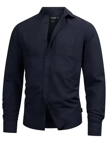 Indicode Herren Kepner Hemd mit Brust-Tasche aus Baumwolle | Herrenhemd für Männer Dark Navy, S
