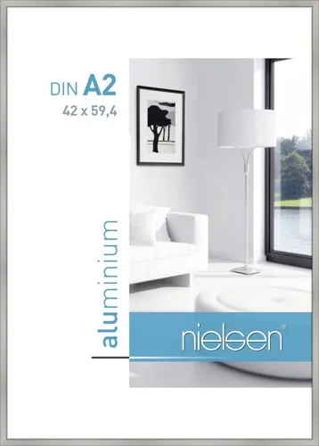 Alurahmen Classic 42x59,4 cm silber matt - Moderner Aluminium Bilderrahmen im DIN A2 Format, ideal für stilvolle Dekoration in jedem Raum. Perfekt für Ihr Lieblingsfoto und vielseitig einsetzbar.