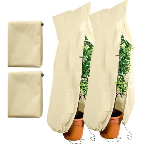 ROTKUSZ 2 Stück Winterschutz für Pflanzen, 120x180cm Frostschutz Pflanzen Winter mit Reißverschluss & Zugband, Pflanzenschutz Winter, Frostschutz Schutzhülle Pflanzensack für Kübelpflanzen